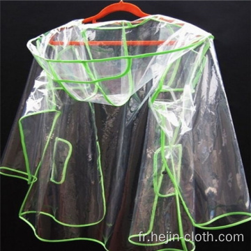 Vêtements de pluie adultes en PVC translucide avec ligne verte